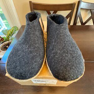 Glerups Wool Shoe leather Outsole Size 38 (US 8) Charcoal New w/ Box